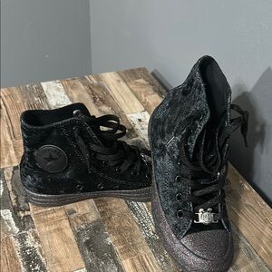 Converse Chuck Taylor’s Mickey Mouse Colab Black Velvet and Glitter Sneakers